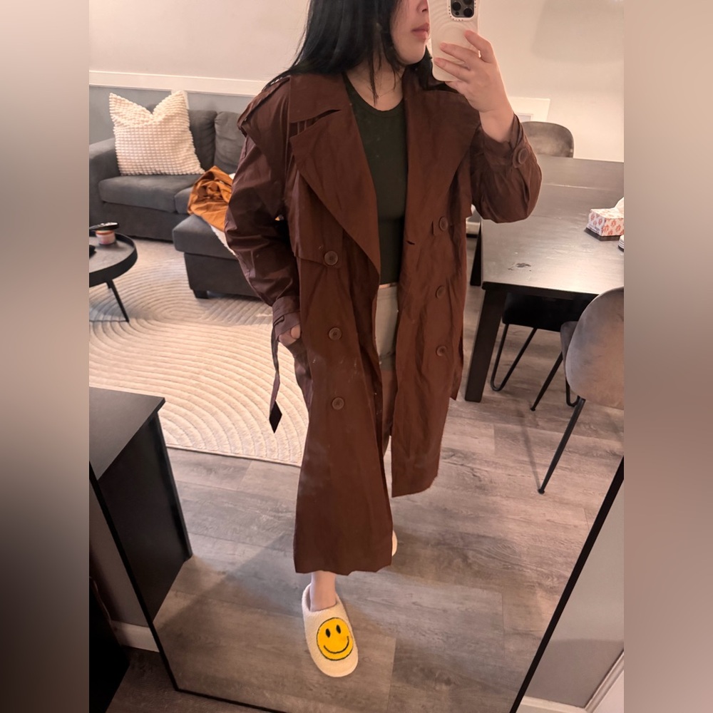 Zara Waterproof Brown Oversized Trench Coat - Picture 2 of 11